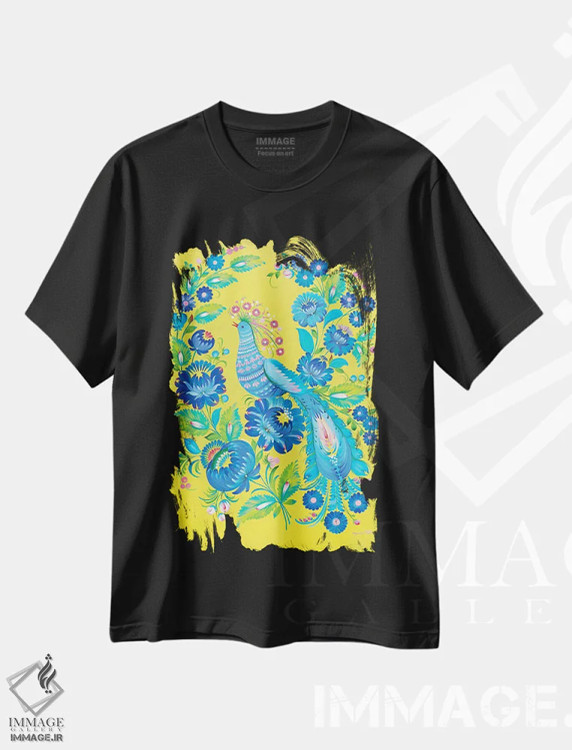 تیشرت مشکی طرح دار آواز صبحگاهی، تزئینی اثر هالینا کولگا | immage.ir