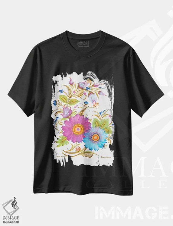 تیشرت مشکی طرح دار جوان و زیبا، تزئینی اثر هالینا کولگا | immage.ir