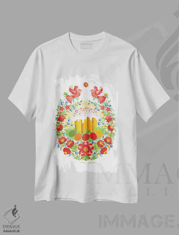 تیشرت سفید طرح دار کیک عید پاک، تزئینی اثر هالینا کولگا | immage.ir
