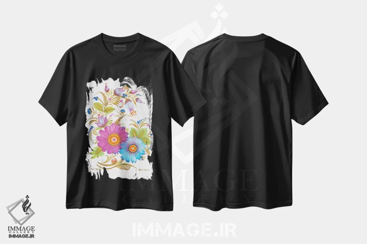 تیشرت مشکی طرح دار جوان و زیبا، تزئینی اثر هالینا کولگا | immage.ir