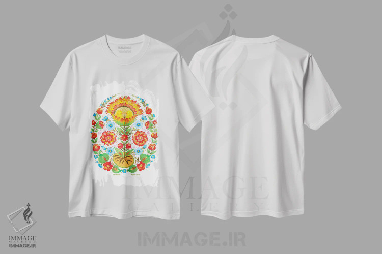 تیشرت سفید طرح دار گل عید پاک، تزئینی اثر هالینا کولگا | فروشگاه ایماژ