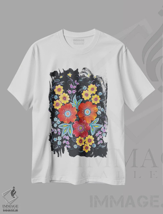 تیشرت سفید طرح دار زیبایی در شب، تزئینی اثر هالینا کولگا | فروشگاه ایماژ