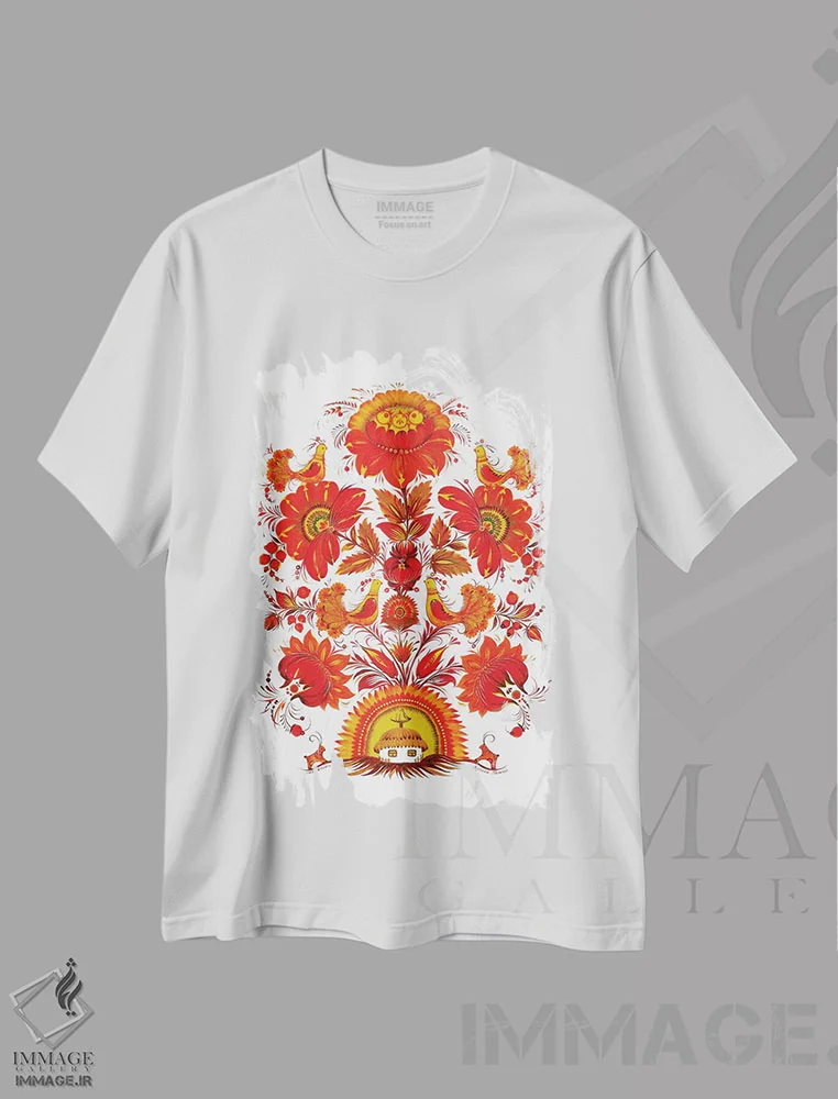 تیشرت سفید طرح دار شاد و آفتابی، تزئینی اثر هالینا کولگا | فروشگاه ایماژ