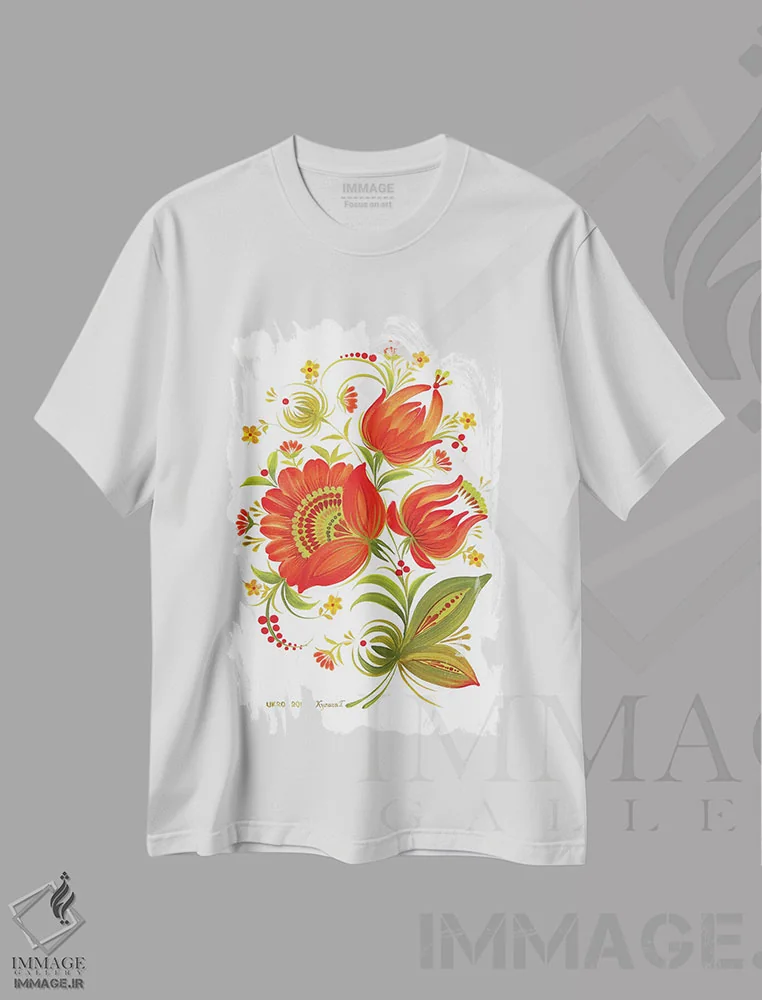 تیشرت سفید طرح دار روشنی آسمان، تزئینی اثر هالینا کولگا | immage.ir