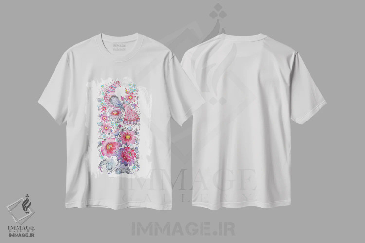 تیشرت سفید طرح دار صبح بنفش، تزئینی اثر هالینا کولگا | immage.ir