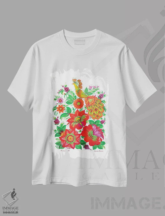تیشرت سفید طرح دار کومانو، دکور بوهمی اثر هالینا کولگا | فروشگاه ایماژ