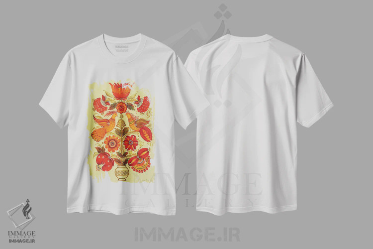 تیشرت سفید طرح دار گلدان گلدار، تزئینی اثر هالینا کولگا | immage.ir