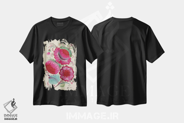 تیشرت مشکی طرح دار کومانو، تزئینی اثر هالینا کولگا | فروشگاه ایماژ