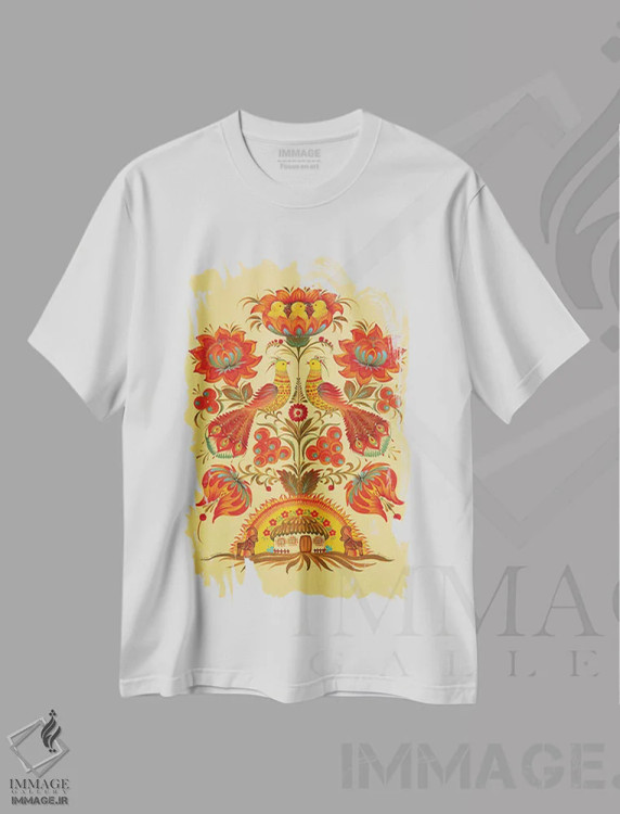 تیشرت سفید طرح دار درخت زندگی، تزئینی اثر هالینا کولگا | immage.ir