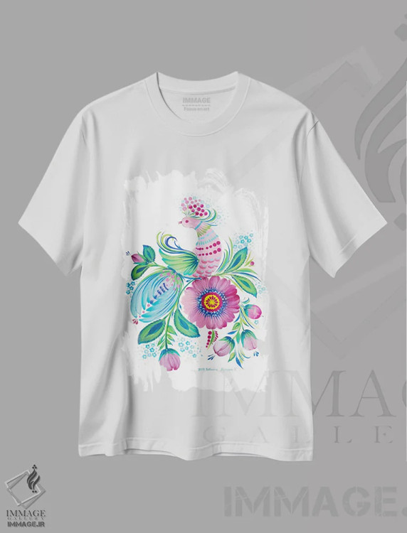 تیشرت سفید طرح دار آرامش، تزئینی اثر هالینا کولگا | فروشگاه ایماژ