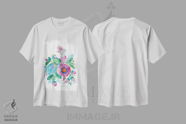 تیشرت سفید طرح دار آرامش، تزئینی اثر هالینا کولگا | فروشگاه ایماژ