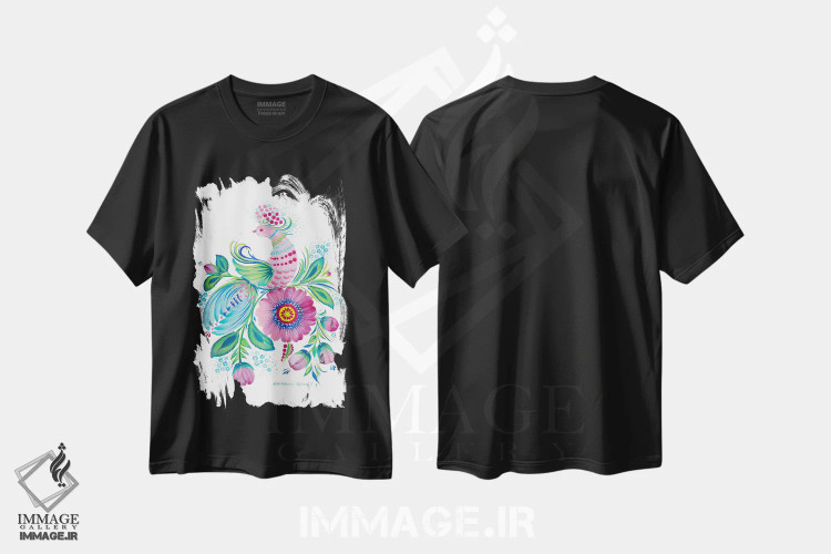 تیشرت مشکی طرح دار آرامش، تزئینی اثر هالینا کولگا | immage.ir