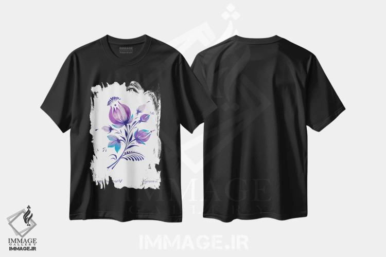 تیشرت مشکی طرح دار ریز، تزئینی اثر هالینا کولگا | فروشگاه ایماژ