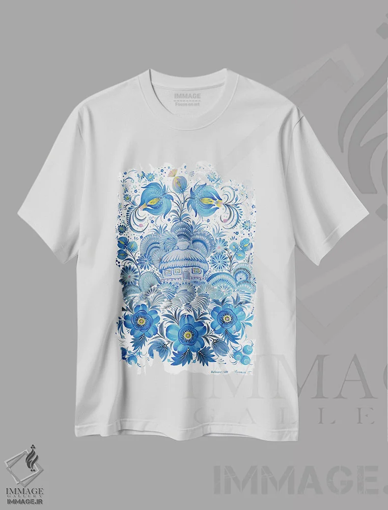 تیشرت سفید طرح دار افسانهٔ زمستانی، تزئینی اثر هالینا کولگا | فروشگاه ایماژ