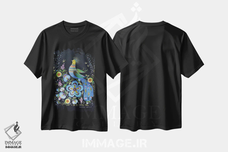 تیشرت مشکی طرح دار ملودی بهاری آلپ، تزئینی اثر هالینا کولگا | فروشگاه ایماژ