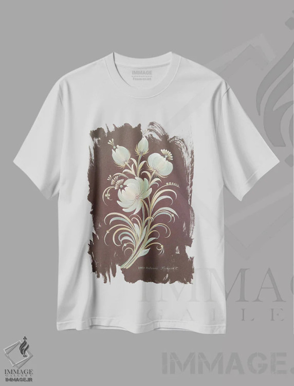 تیشرت سفید طرح دار ظرافت نام او بود، تزئینی اثر هالینا کولگا | فروشگاه ایماژ