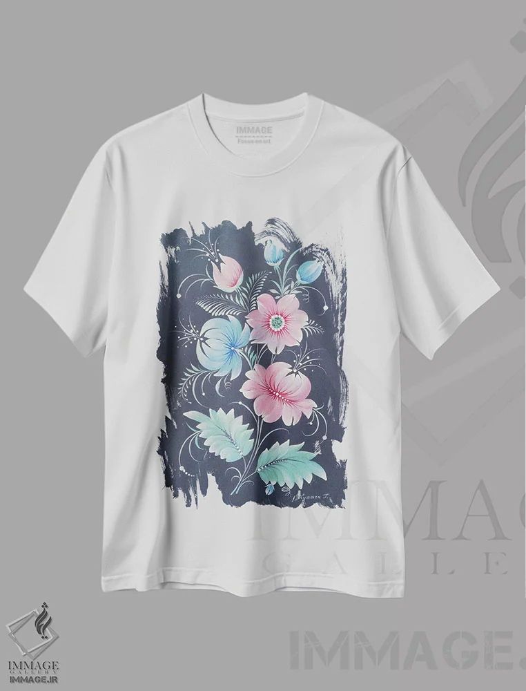 تیشرت سفید طرح دار نور شب، تزئینی اثر هالینا کولگا | فروشگاه ایماژ