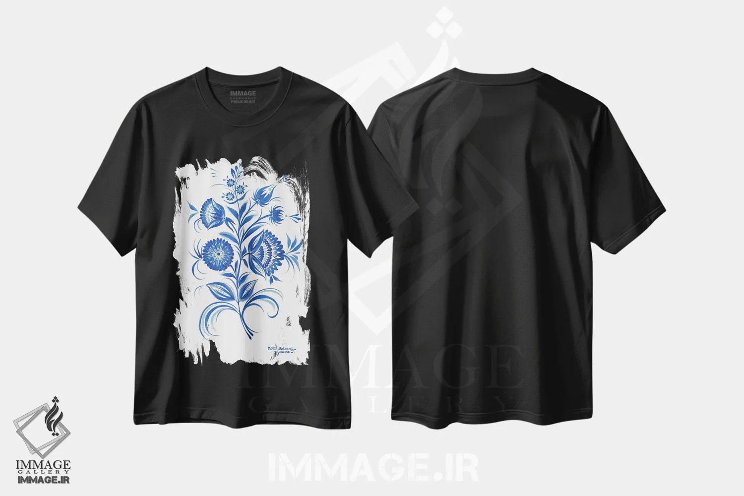 تیشرت مشکی طرح دار داستان زمستانی، تزئینی اثر هالینا کولگا | فروشگاه ایماژ