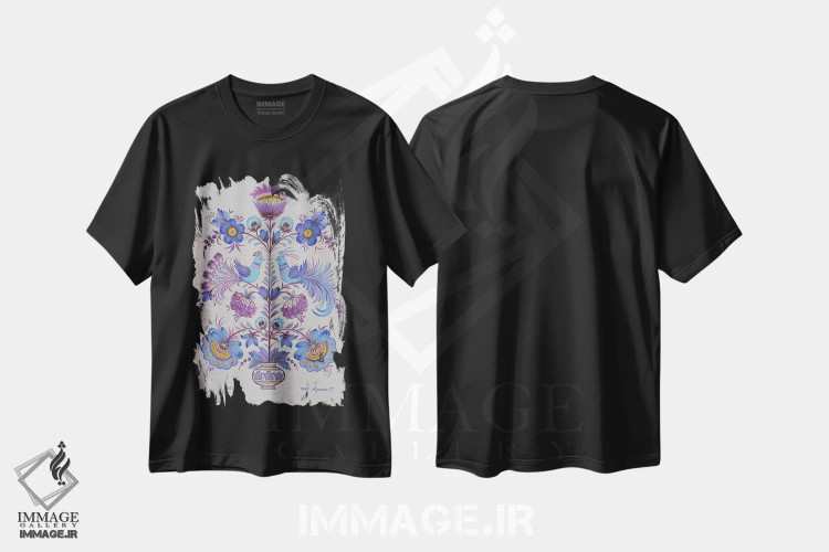 تیشرت مشکی طرح دار شجره نامه خانوادگی، تزئینی اثر هالینا کولگا | فروشگاه ایماژ