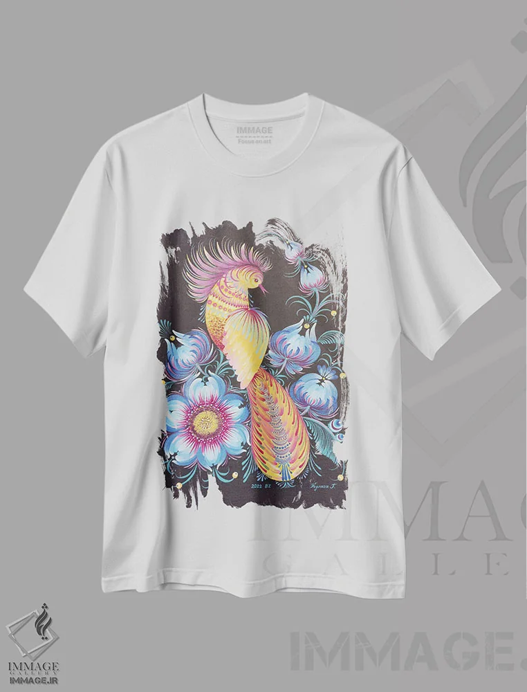 تیشرت سفید طرح دار من قهرمان تو هستم، تزئینی اثر هالینا کولگا | فروشگاه ایماژ