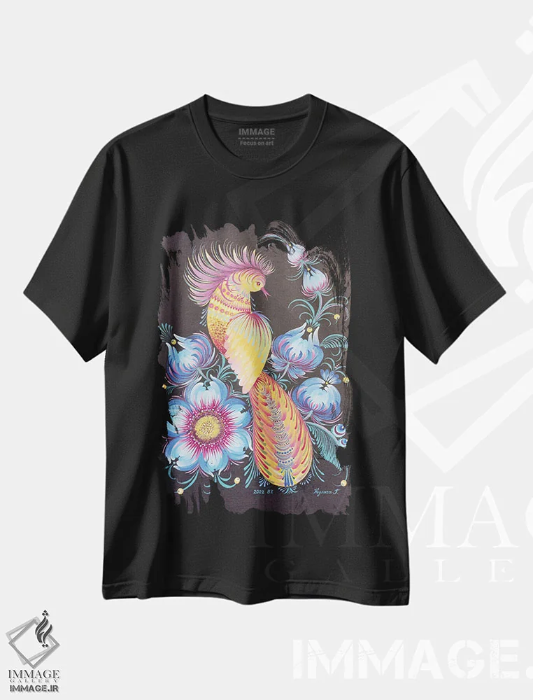 تیشرت مشکی طرح دار من قهرمان تو هستم، تزئینی اثر هالینا کولگا | immage.ir