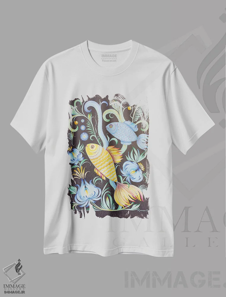 تیشرت سفید طرح دار ماهی ها، تزئینی اثر هالینا کولگا | immage.ir