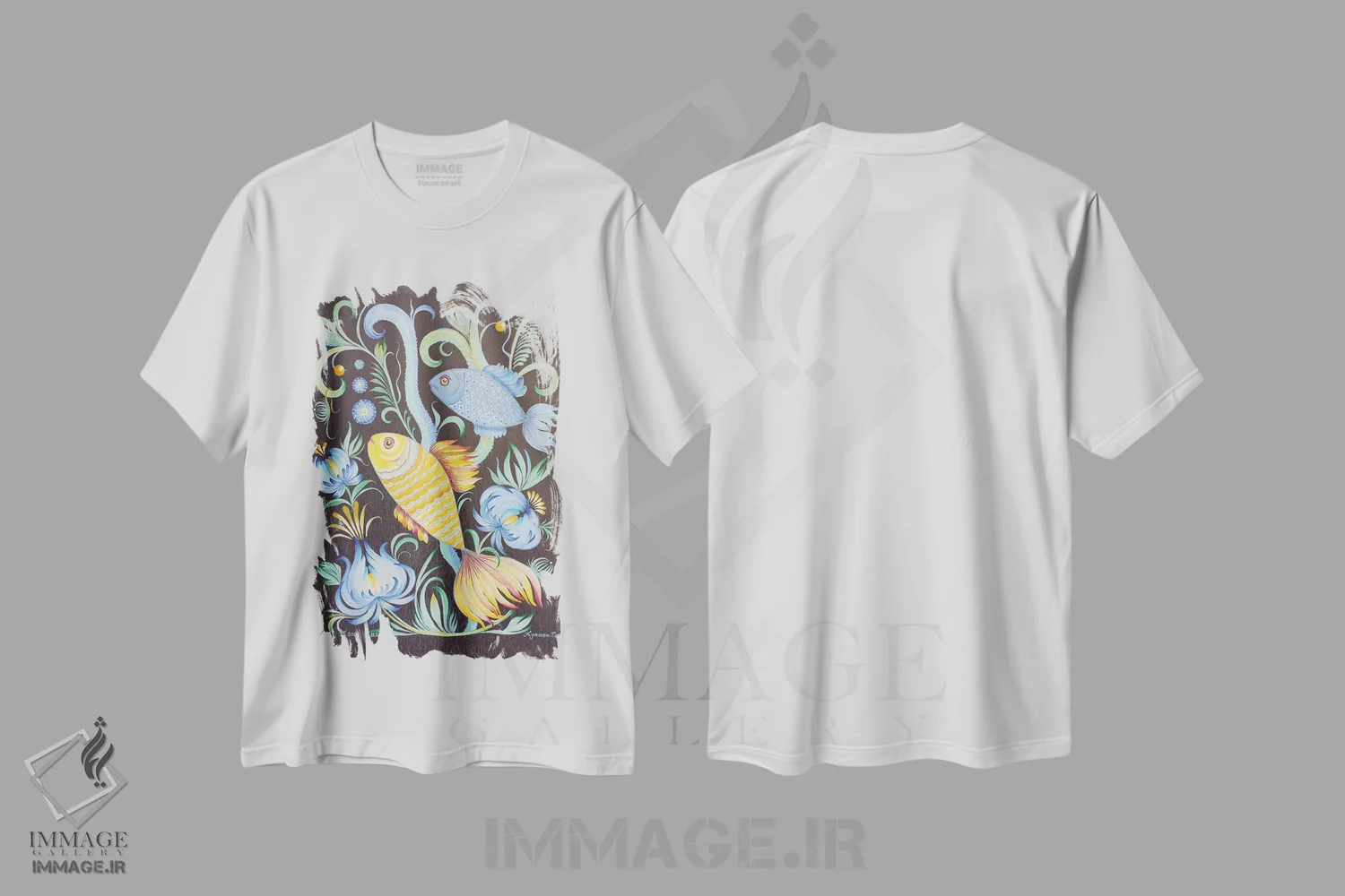 تیشرت سفید طرح دار ماهی ها، تزئینی اثر هالینا کولگا | immage.ir