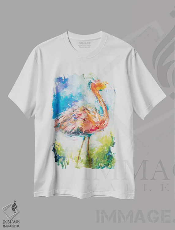 تیشرت سفید طرح دار زیبا در رنگ صورتی، دکور معاصر اثر هیلما کولمن | فروشگاه ایماژ