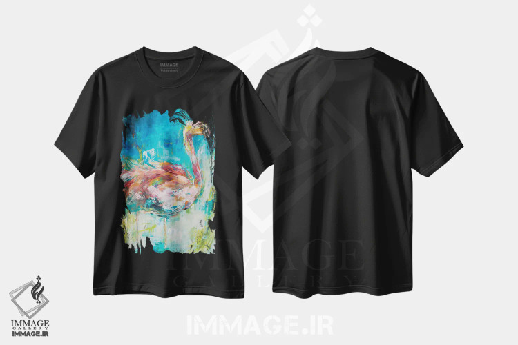 تیشرت مشکی طرح دار زیبا در رنگ صورتی، دکور معاصر اثر هیلما کولمن | فروشگاه ایماژ