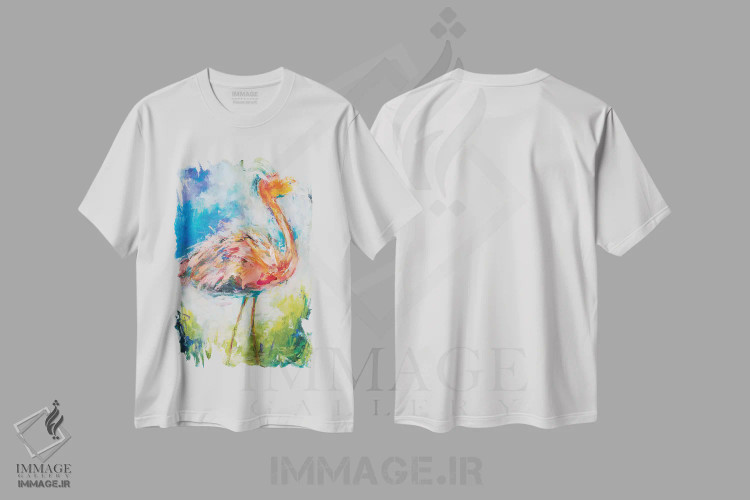 تیشرت سفید طرح دار زیبا در رنگ صورتی، دکور معاصر اثر هیلما کولمن | فروشگاه ایماژ