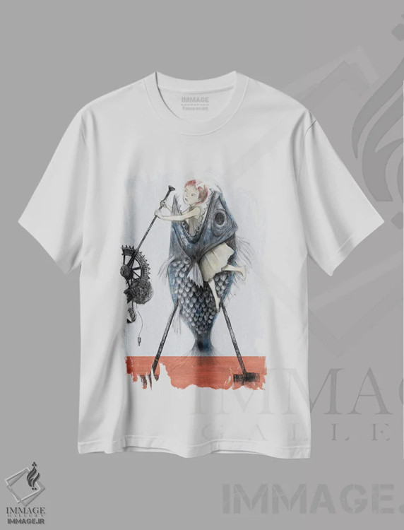 تیشرت سفید طرح دار زغال سنگکار ماشین، دکوراسیون جایگزین اثر هیرویوشی کوراوا | immage.ir