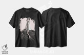 تیشرت مشکی طرح دار زغال سنگسواری بر گرگ، دکوراسیون جایگزین اثر هیرویوشی کوراوا | فروشگاه ایماژ