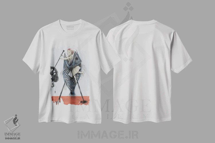 تیشرت سفید طرح دار زغال سنگکار ماشین، دکوراسیون جایگزین اثر هیرویوشی کوراوا | immage.ir