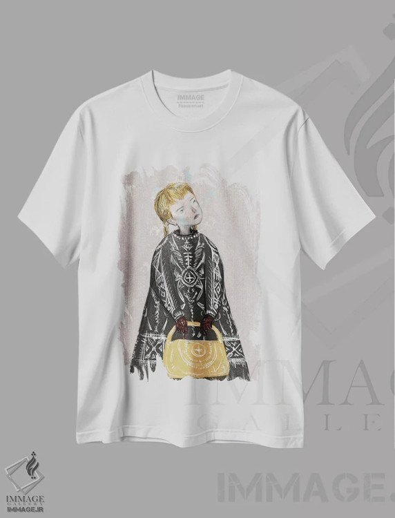 تیشرت سفید طرح دار زغال سنگبا کیف زرد، دکوراسیون جایگزین اثر هیرویوشی کوراوا | immage.ir