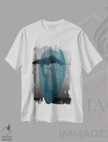 تیشرت سفید طرح دار زغال سنگبیضی، دکوراسیون جایگزین اثر هیرویوشی کوراوا | فروشگاه ایماژ