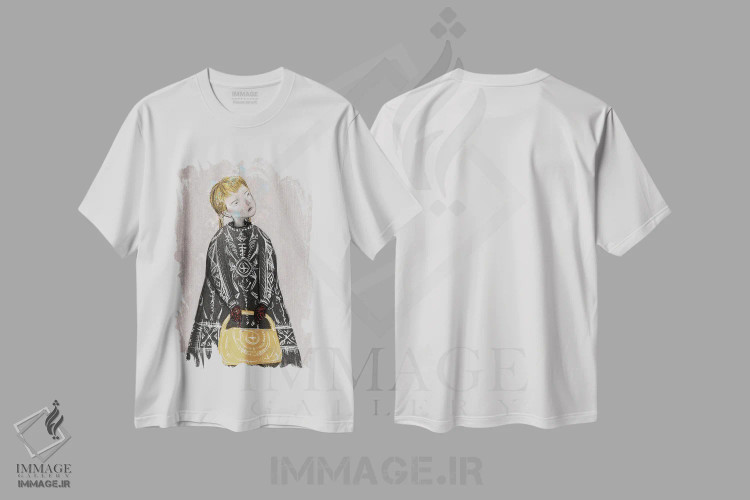 تیشرت سفید طرح دار زغال سنگبا کیف زرد، دکوراسیون جایگزین اثر هیرویوشی کوراوا | immage.ir