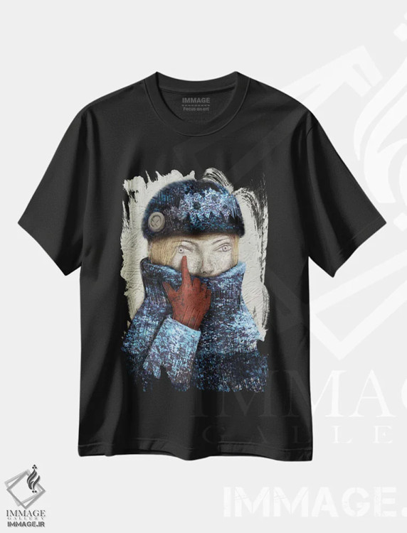 تیشرت مشکی طرح دار چشم نیلی، دکوراسیون جایگزین اثر هیرویوشی کوراوا | فروشگاه ایماژ