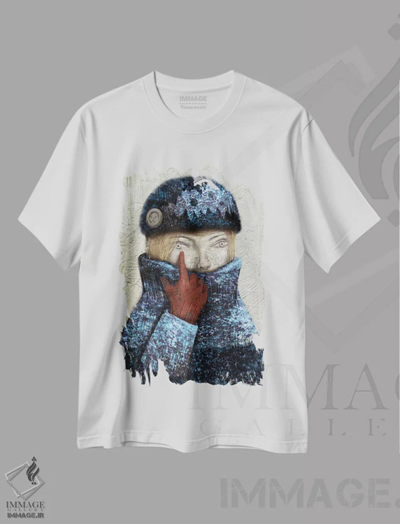 تیشرت سفید طرح دار چشم نیلی، دکوراسیون جایگزین اثر هیرویوشی کوراوا | immage.ir