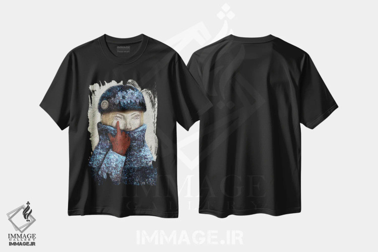 تیشرت مشکی طرح دار چشم نیلی، دکوراسیون جایگزین اثر هیرویوشی کوراوا | فروشگاه ایماژ