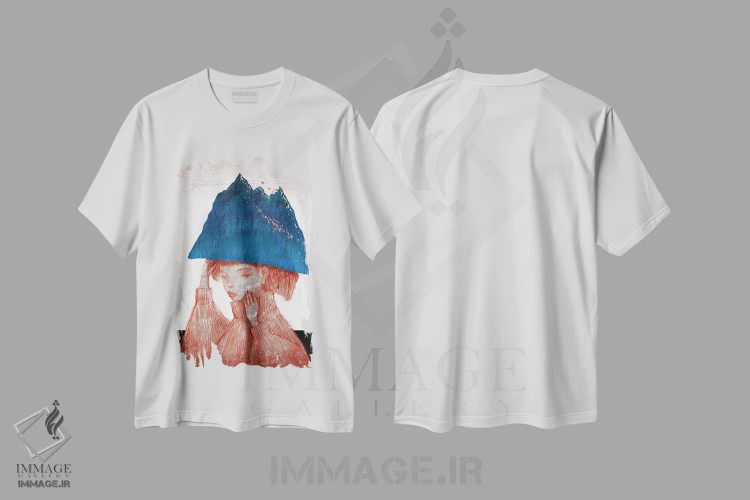 تیشرت سفید طرح دار کوه نیلی، دکوراسیون جایگزین اثر هیرویوشی کوراوا | immage.ir