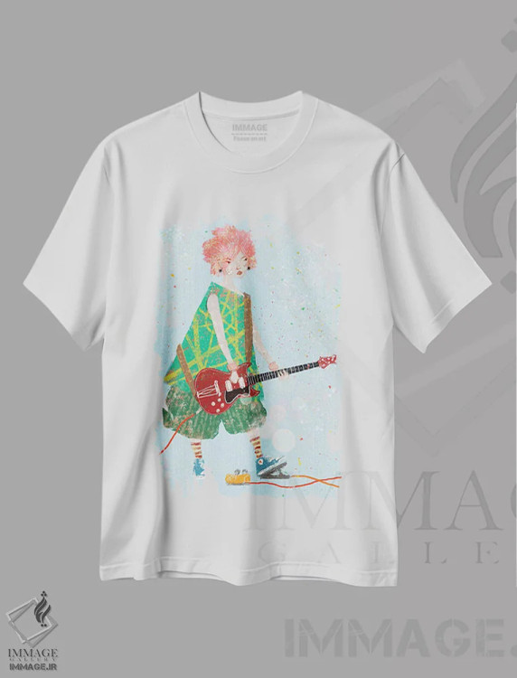 تیشرت سفید طرح دار رقص آبی روشن، دکوراسیون جایگزین اثر هیرویوشی کوراوا | immage.ir