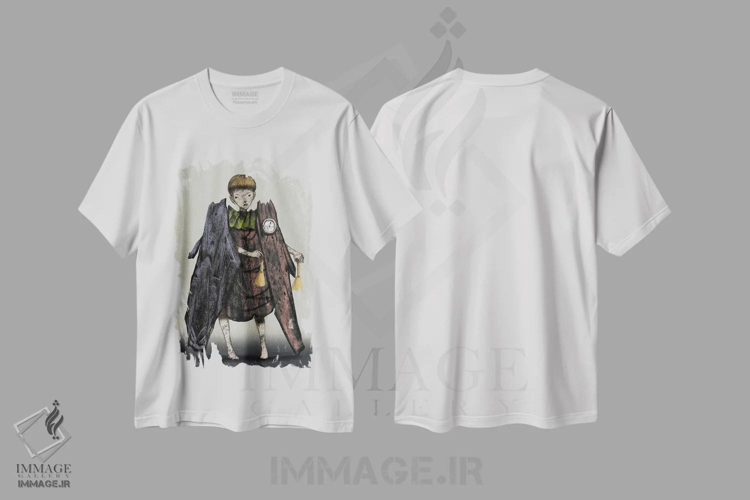 تیشرت سفید طرح دار کت سنگین شرابی، دکوراسیون جایگزین اثر هیرویوشی کوراوا | immage.ir