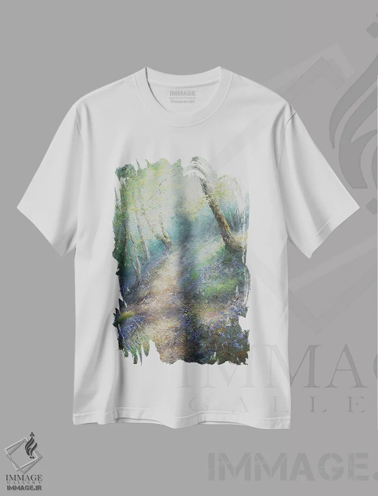 تیشرت سفید طرح دار صعود به سمت سلتونستال در سکوت اوایل بهار، هنر فاخر اثر هانا کروین | immage.ir
