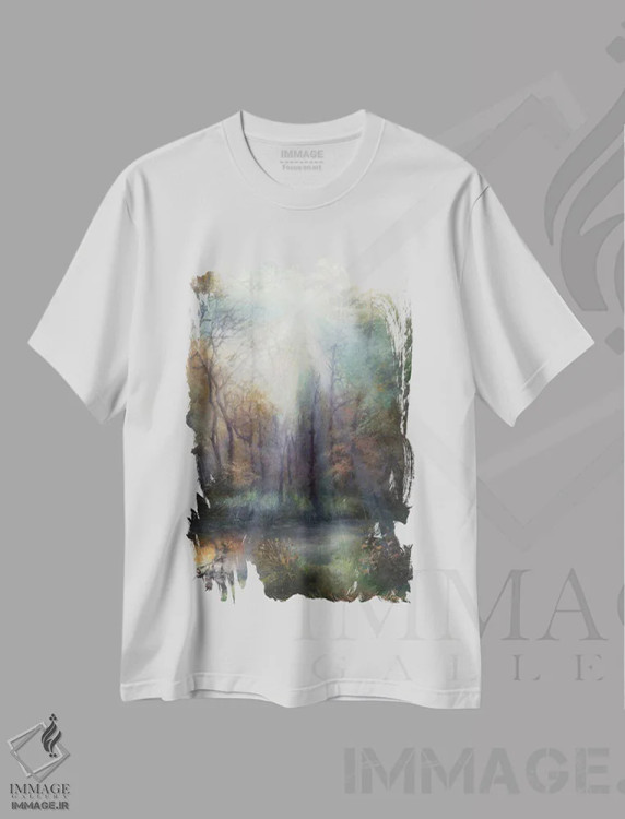 تیشرت سفید طرح دار اوایل بهار، هنر فاخر اثر هانا کروین | فروشگاه ایماژ