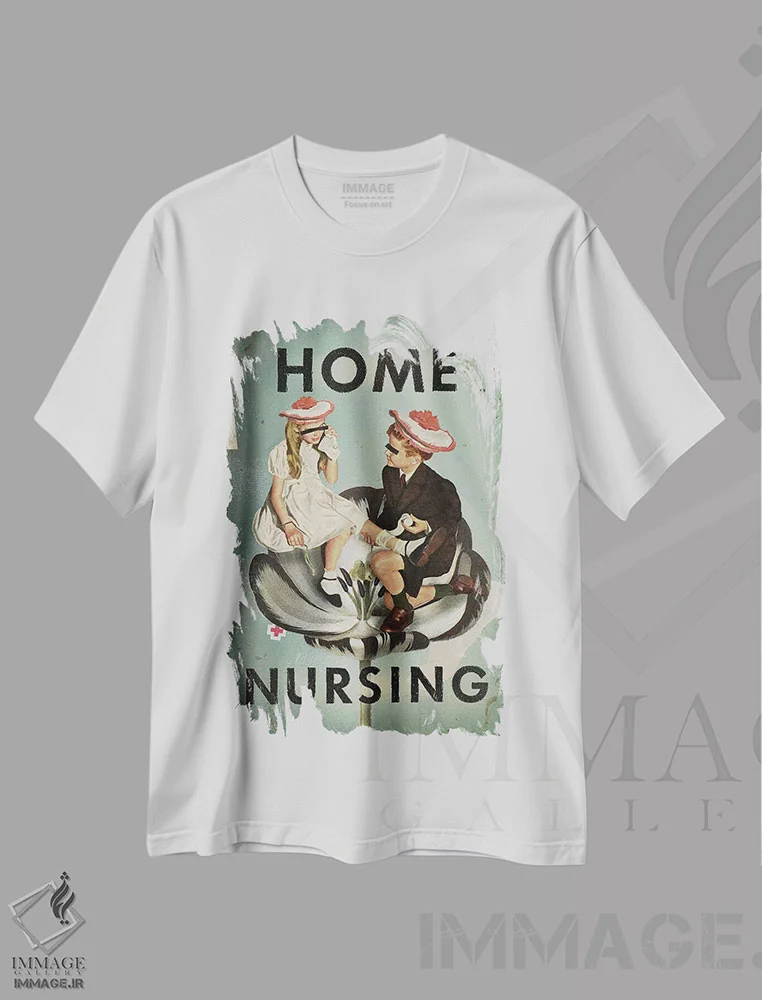 تیشرت سفید طرح دار پرستاری خانگی، تزئینی اثر هدر لندیس | فروشگاه ایماژ