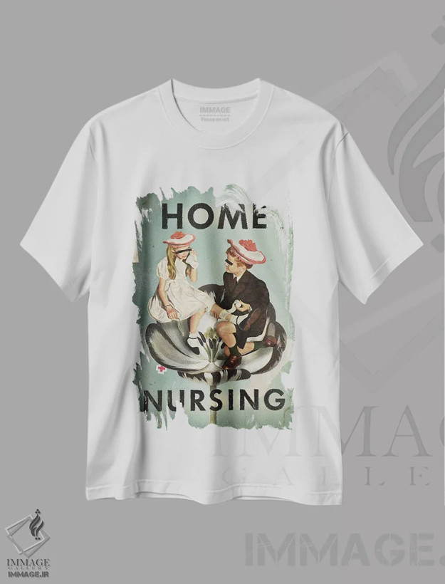 تیشرت سفید طرح دار پرستاری خانگی، تزئینی اثر هدر لندیس | فروشگاه ایماژ