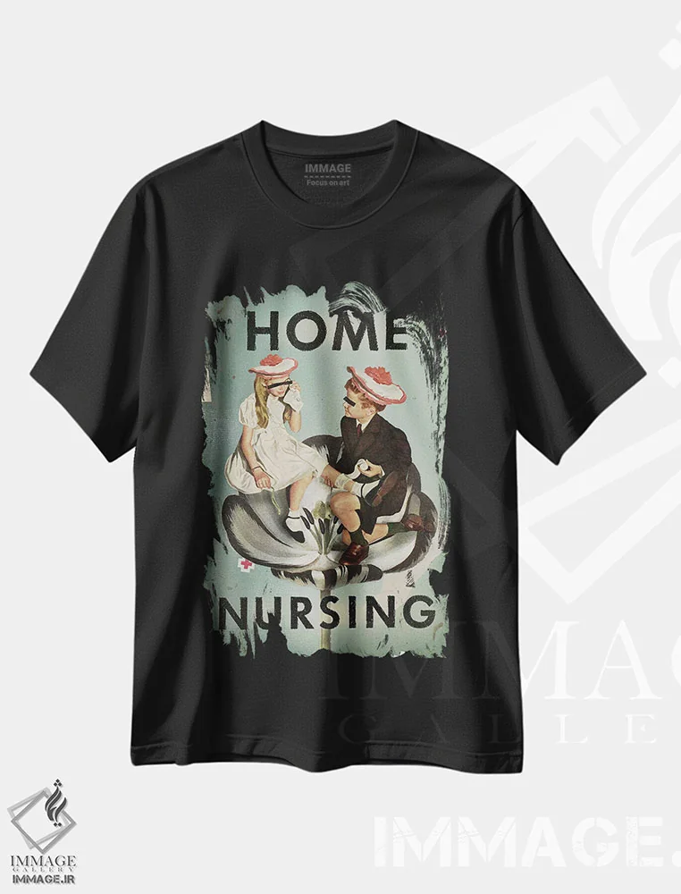 تیشرت مشکی طرح دار پرستاری خانگی، تزئینی اثر هدر لندیس | immage.ir