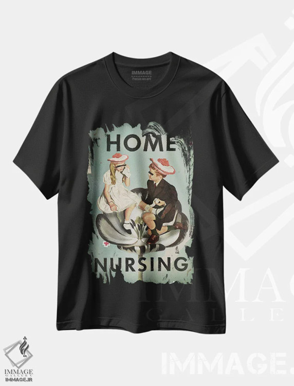 تیشرت مشکی طرح دار پرستاری خانگی، تزئینی اثر هدر لندیس | immage.ir