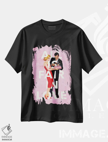 تیشرت مشکی طرح دار در عشق همه چیز مجاز است، تزئینی اثر هدر لندیس | فروشگاه ایماژ