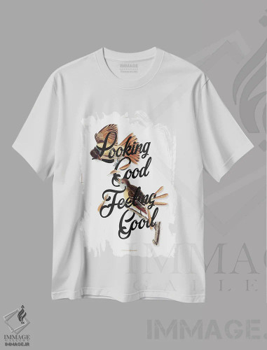 تیشرت سفید طرح دار ظاهر و احساس خوب، تزئینی اثر هدر لندیس | فروشگاه ایماژ